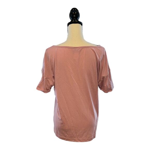 City Hearts Women's Pink Lace Graphic Print Beaded Short Sleeve Shirt Medium - Picture 4 of 6